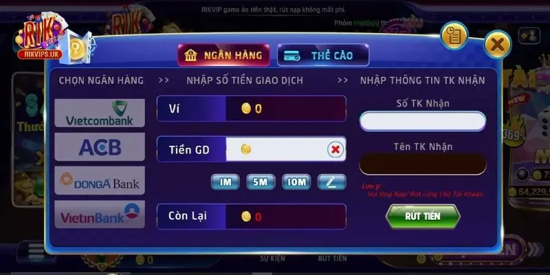 Cung cấp nhiều hệ thống ngân hàng để người chơi lựa chọn